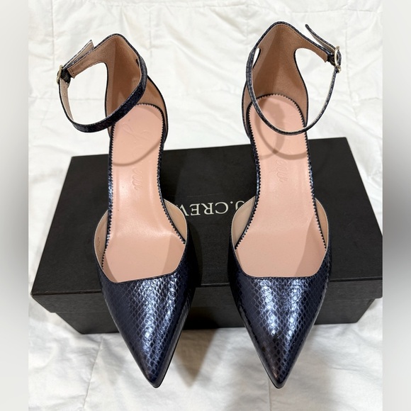 J Crew Collection pointed toe heels in Metallic snake-embossed leather BT882 NEW - Picture 5 of 8